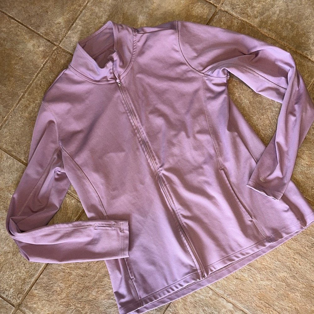Women's Light Purple Zip-Up Sweatshirt with pockets and thumb holes size XL